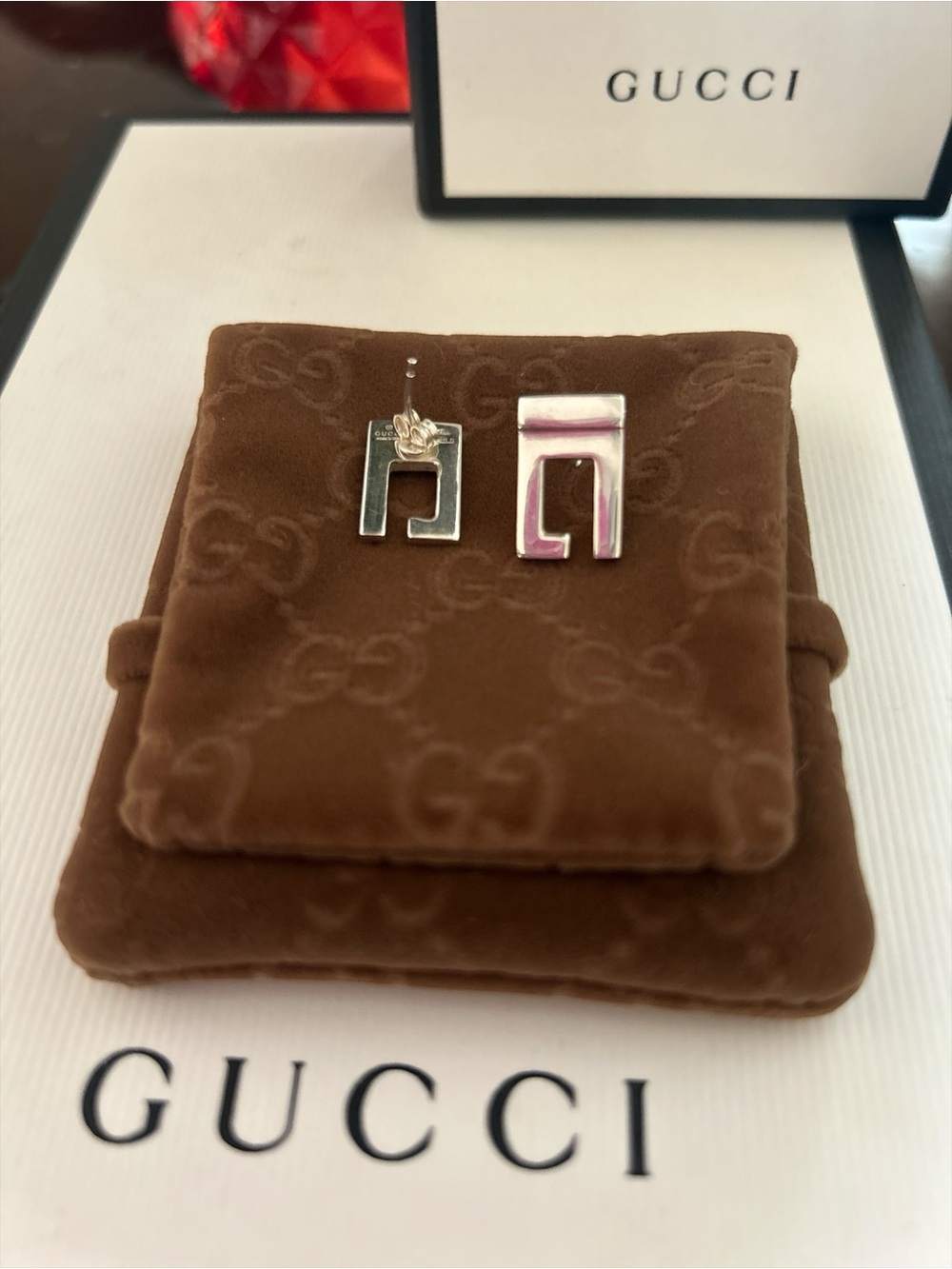 🥳Gucci Silver Double-Bar Pendant Necklace Set - Picture 4 of 8
